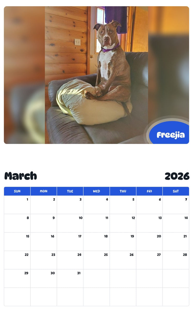 November 2025 - October 2026 Freejia - Pawidols Pet Calendar