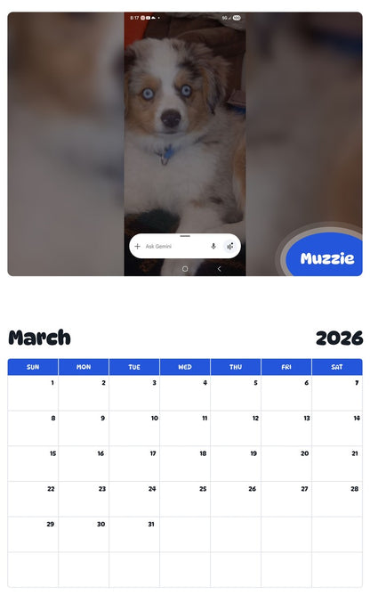 November 2025 - October 2026 Muzzie - Pawidols Pet Calendar
