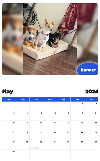2026 - 2027 Hunner - Pawidols Pet Calendar