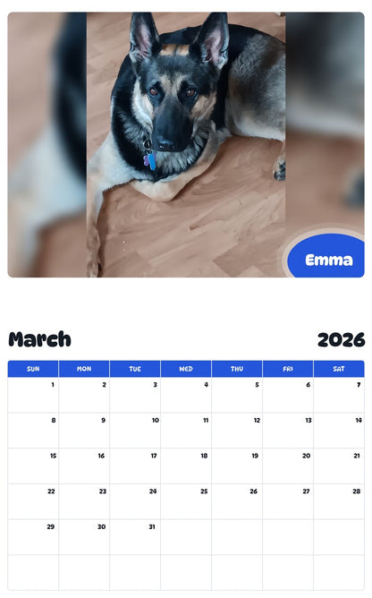 November 2025 - October 2026 Emma - Pawidols Pet Calendar