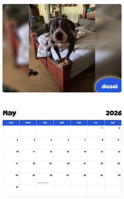 2026 - 2027 diesel - Pawidols Pet Calendar