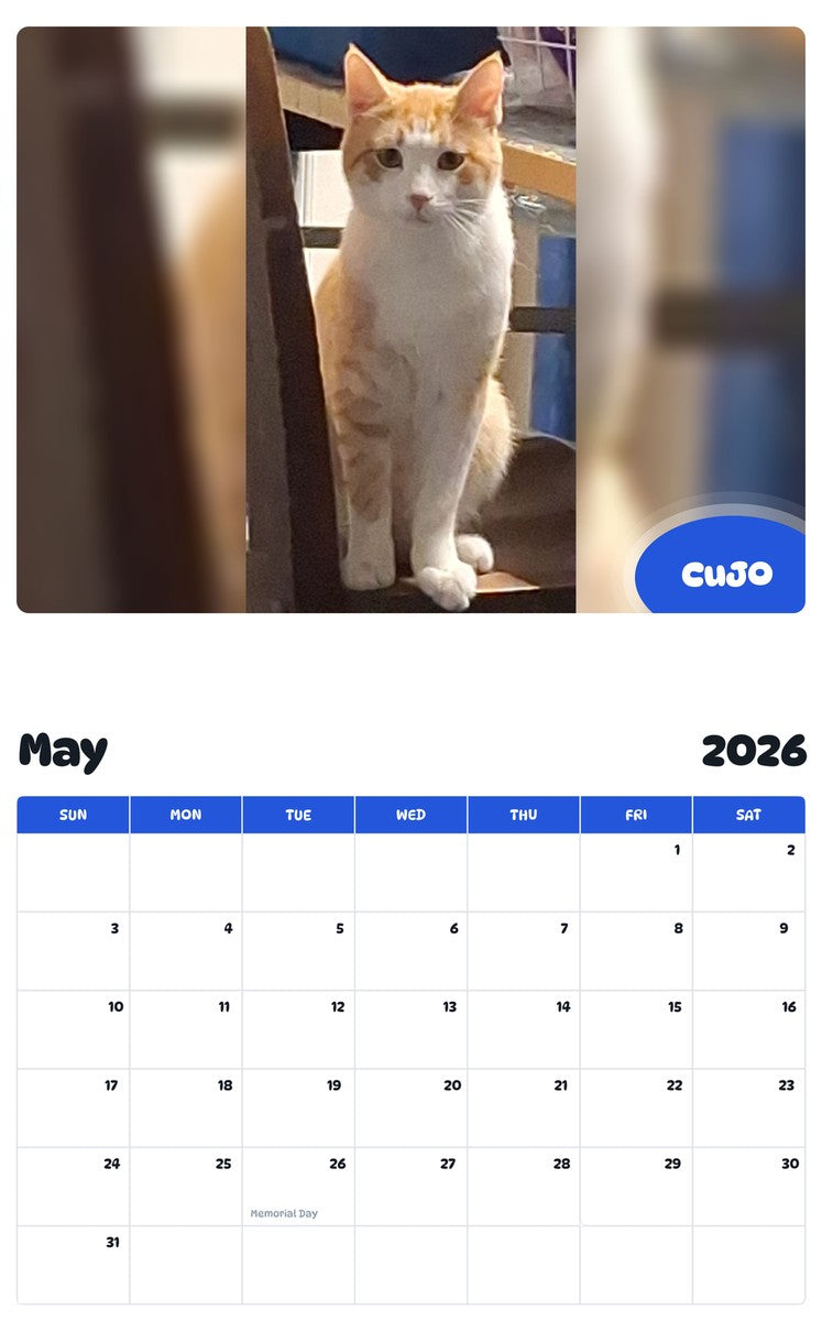 2026 - 2027 CuJO - Pawidols Pet Calendar