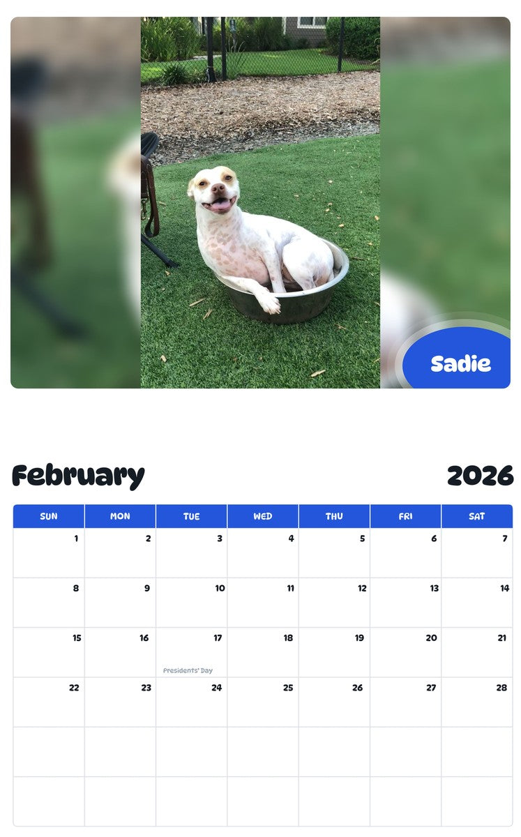 October 2025 - September 2026 Sadie - Pawidols Pet Calendar