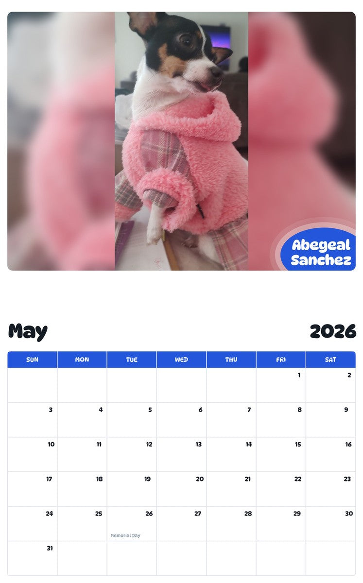2026 - 2027 Abegeal Sanchez - Pawidols Pet Calendar