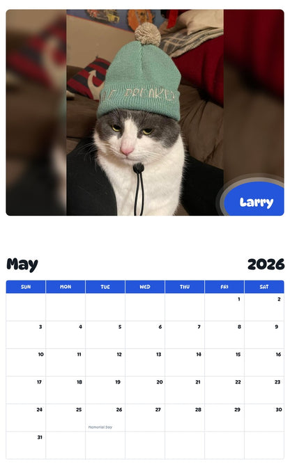 2026 - 2027 Larry - Pawidols Pet Calendar