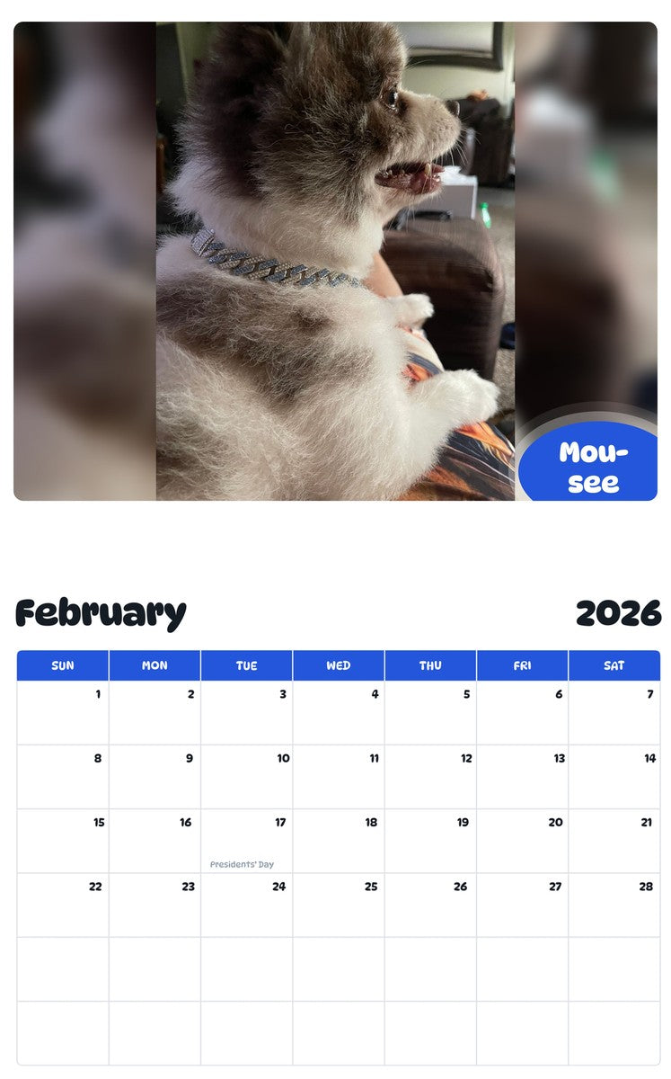 November 2025 - October 2026 Mou-see - Pawidols Pet Calendar