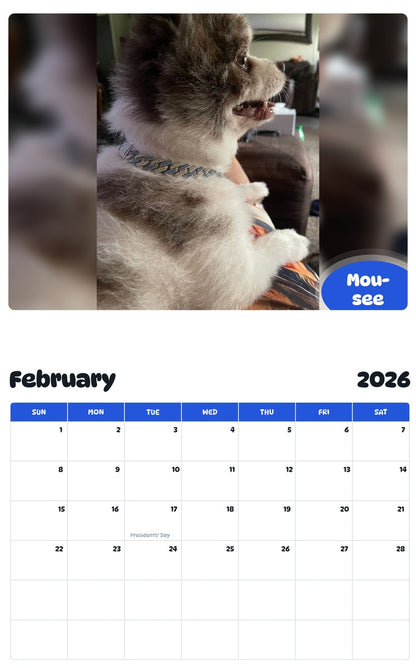 November 2025 - October 2026 Mou-see - Pawidols Pet Calendar