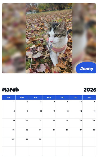 November 2025 - October 2026 Jenny - Pawidols Pet Calendar