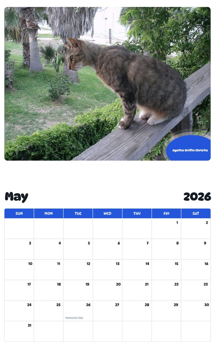 2026 - 2027 Agatha Griffin Christie - Pawidols Pet Calendar