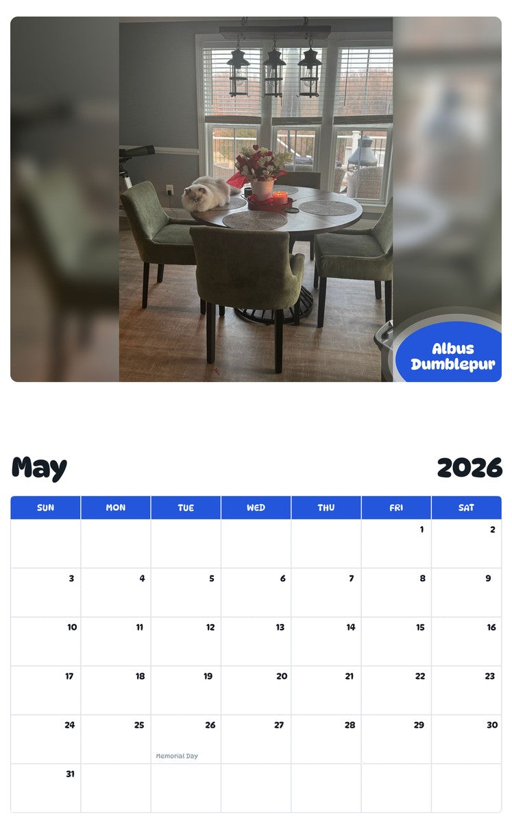 2026 - 2027 Albus Dumblepur - Pawidols Pet Calendar