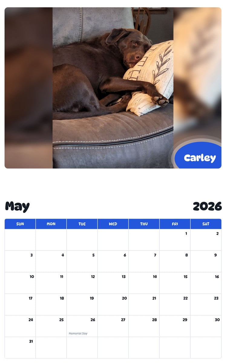 2026 - 2027 Carley - Pawidols Pet Calendar