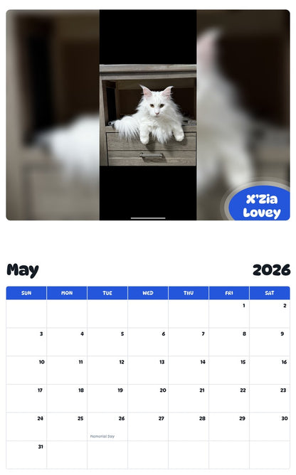 2026 - 2027 X’Zia Lovey - Pawidols Pet Calendar