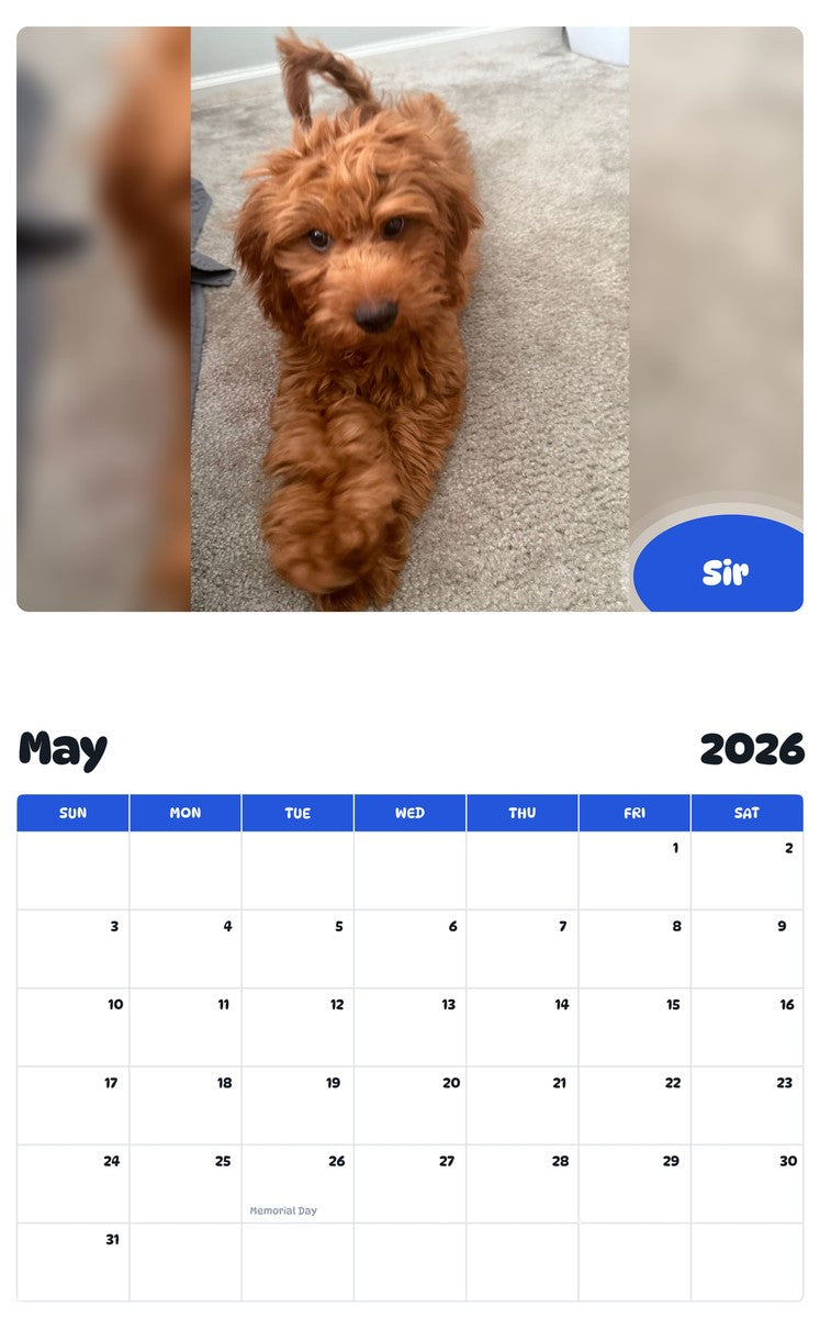 2026 - 2027 Sir - Pawidols Pet Calendar