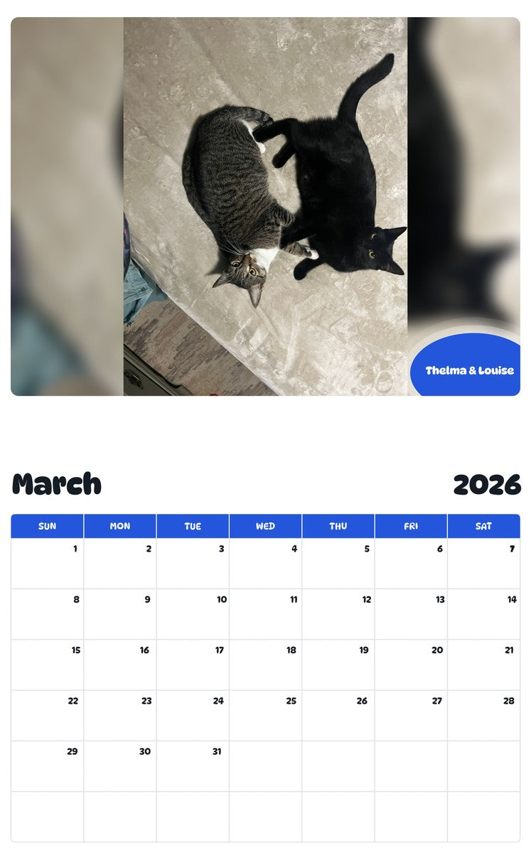 November 2025 - October 2026 Thelma & Louise - Pawidols Pet Calendar