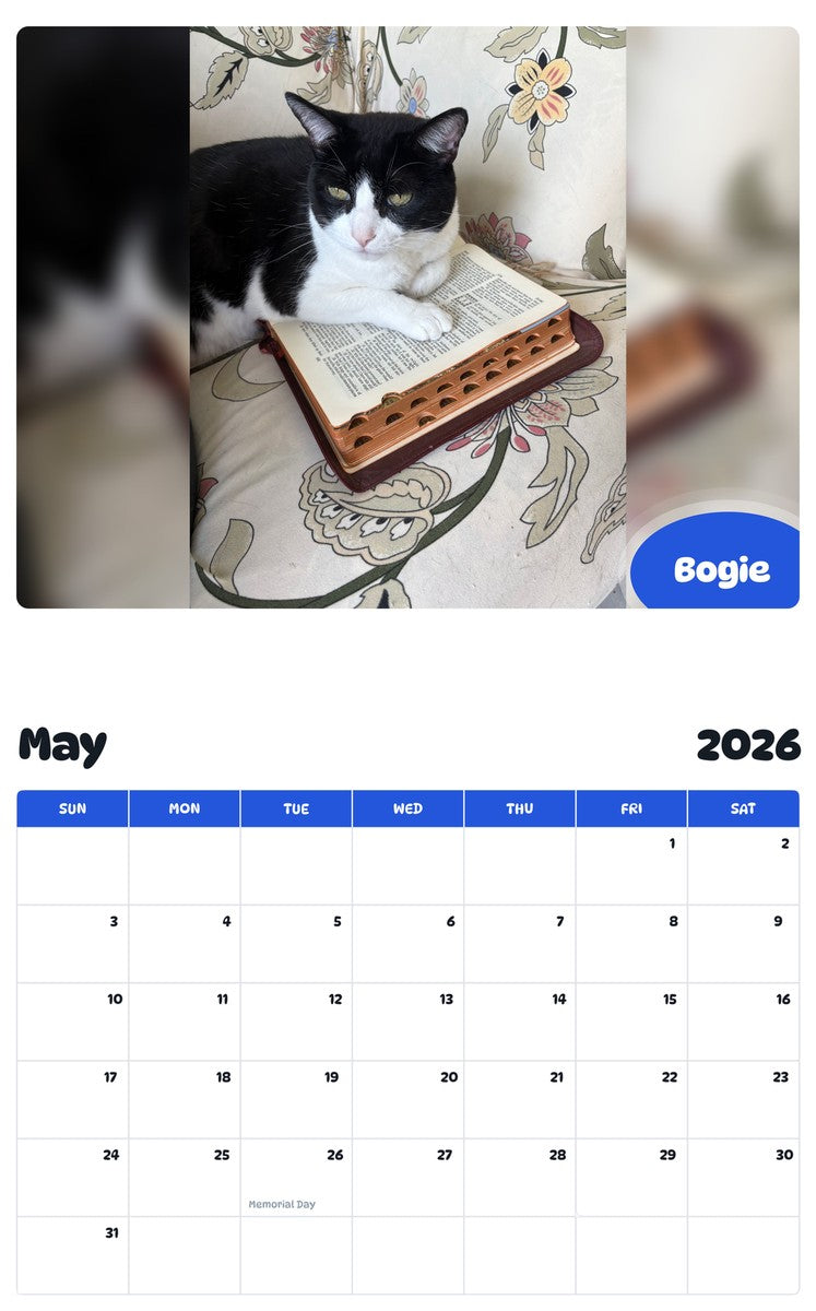 2026 - 2027 Bogie - Pawidols Pet Calendar