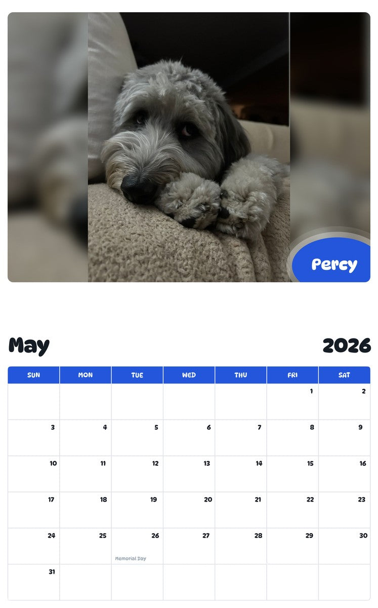 2026 - 2027 Percy - Pawidols Pet Calendar