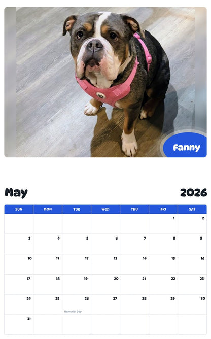 2026 - 2027 Fanny - Pawidols Pet Calendar