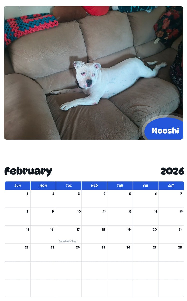 October 2025 - September 2026 Mooshi - Pawidols Pet Calendar