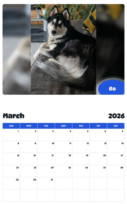 November 2025 - October 2026 Bo - Pawidols Pet Calendar