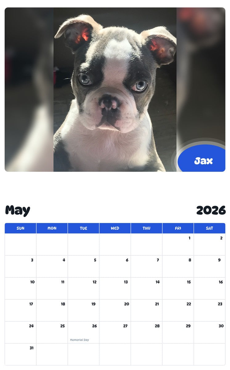 2026 - 2027 Jax - Pawidols Pet Calendar