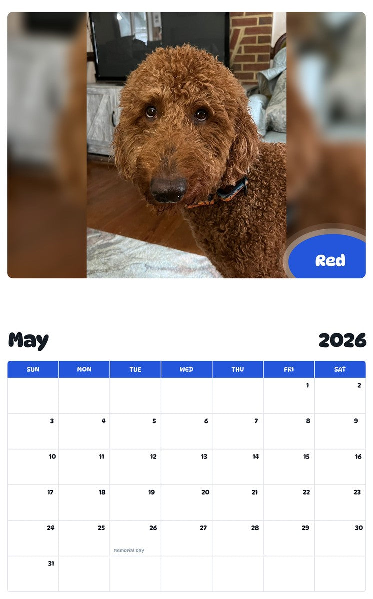 2026 - 2027 Red - Pawidols Pet Calendar
