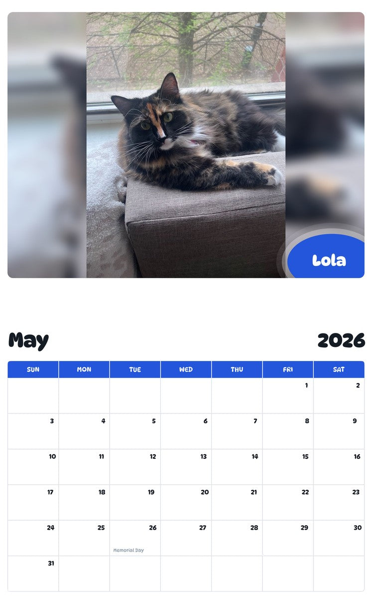 2026 - 2027 Lola - Pawidols Pet Calendar