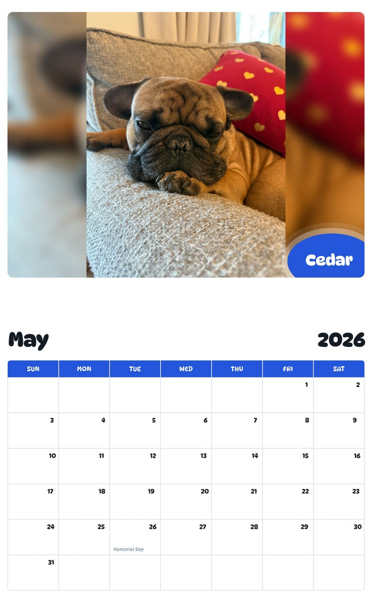 2026 - 2027 Cedar - Pawidols Pet Calendar