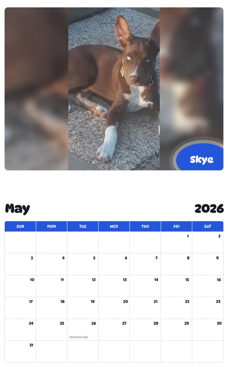 2026 - 2027 Skye - Pawidols Pet Calendar