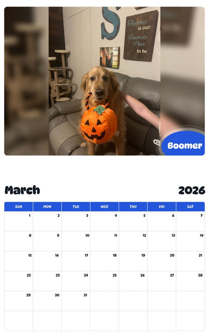 November 2025 - October 2026 Boomer - Pawidols Pet Calendar