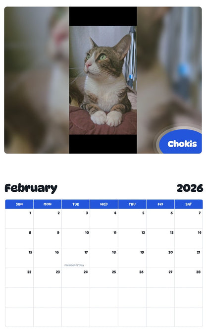 October 2025 - September 2026 Chokis - Pawidols Pet Calendar