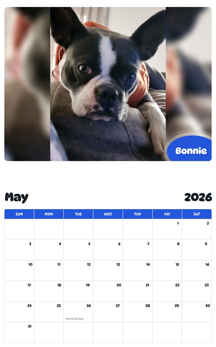 2026 - 2027 Bonnie - Pawidols Pet Calendar