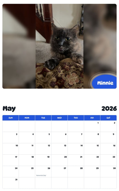 2026 - 2027 Minnie - Pawidols Pet Calendar