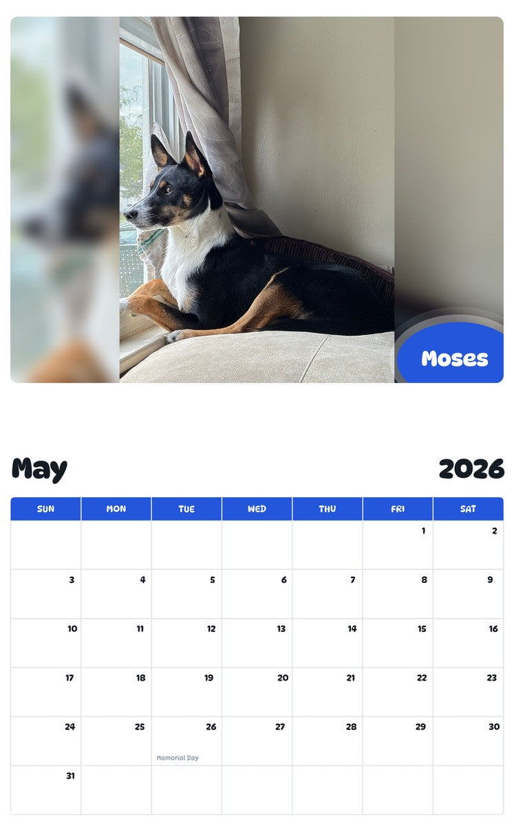 2026 - 2027 Moses - Pawidols Pet Calendar