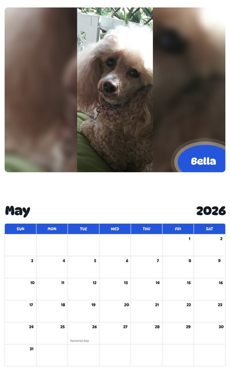 2026 - 2027 Bella - Pawidols Pet Calendar