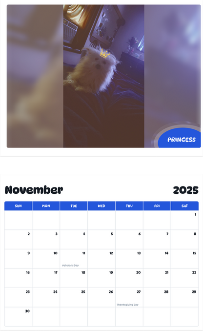 July 2025 - June 2026 Princess - Pawidols Pet Calendar