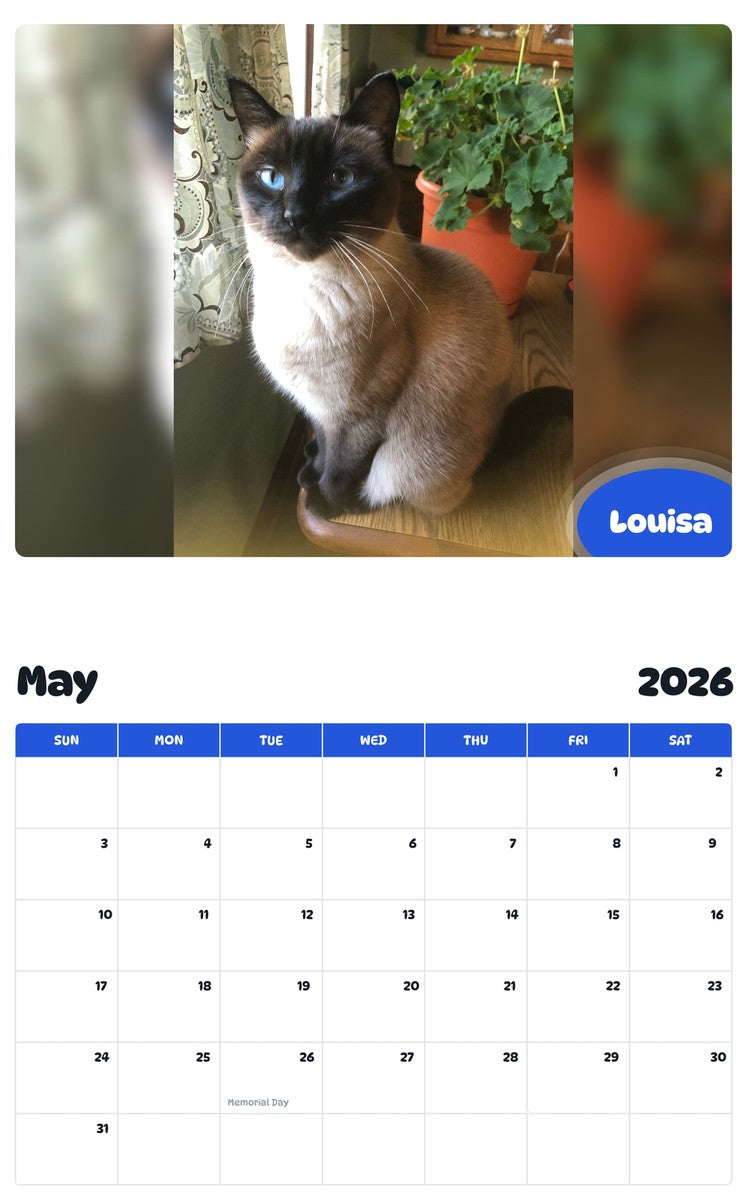 2026 - 2027 Louisa - Pawidols Pet Calendar