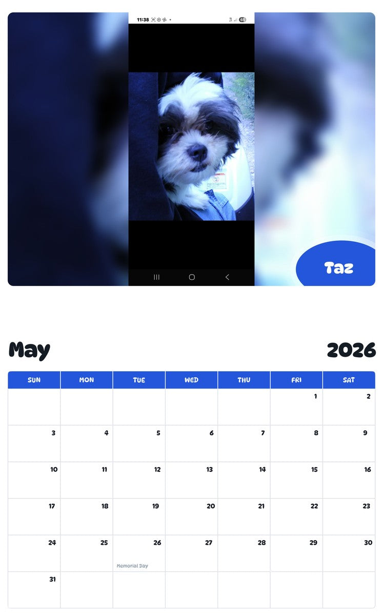 2026 - 2027 Taz - Pawidols Pet Calendar
