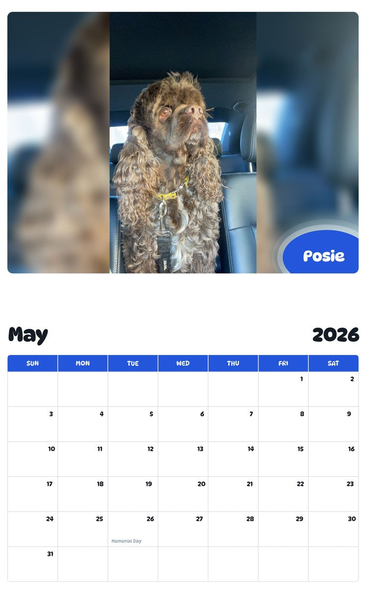 2026 - 2027 Posie - Pawidols Pet Calendar
