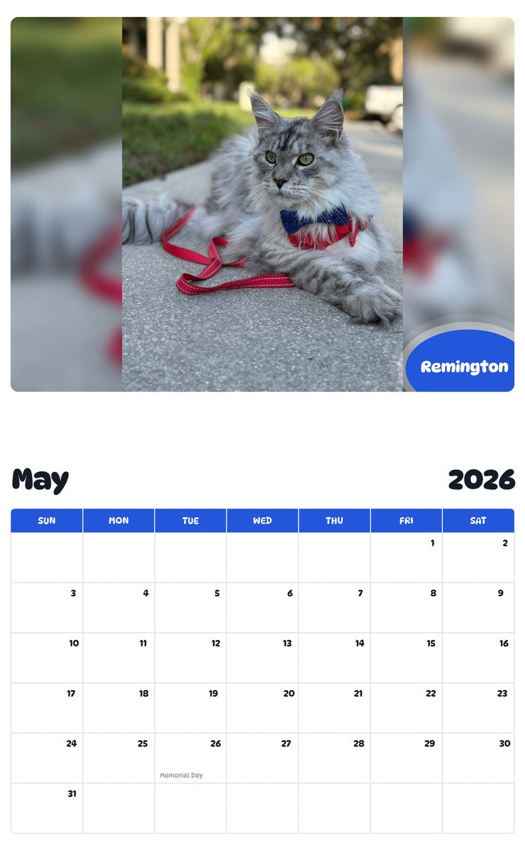 2026 - 2027 Remington - Pawidols Pet Calendar