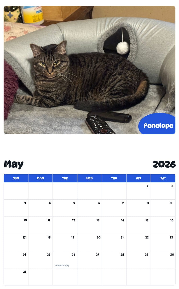 2026 - 2027 Penelope - Pawidols Pet Calendar