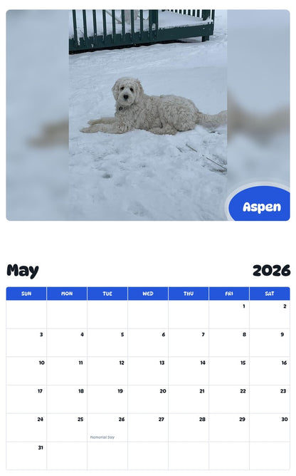 2026 - 2027 Aspen - Pawidols Pet Calendar