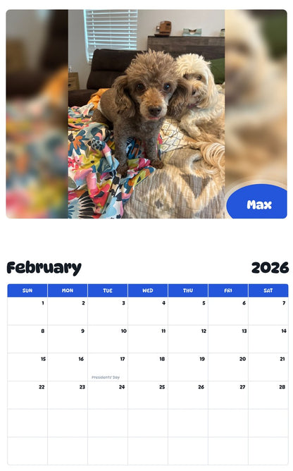 November 2025 - October 2026 Max - Pawidols Pet Calendar
