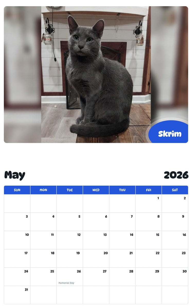 2026 - 2027 Skrim - Pawidols Pet Calendar