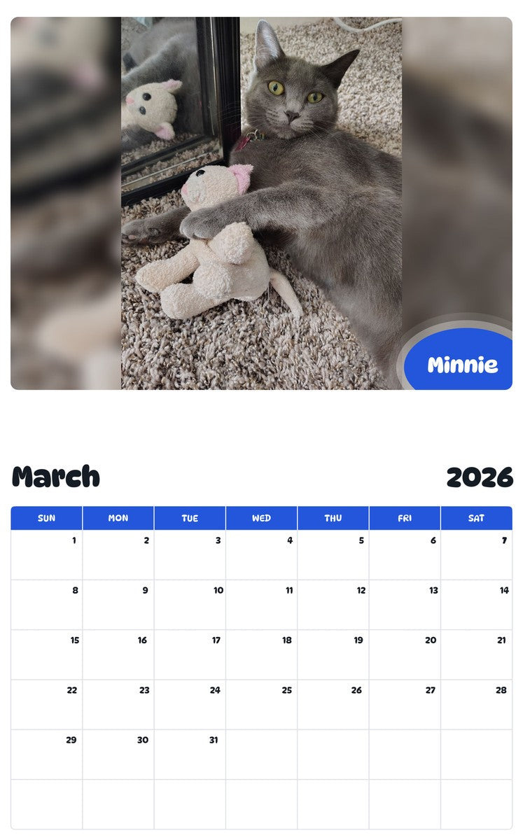 November 2025 - October 2026 Minnie - Pawidols Pet Calendar