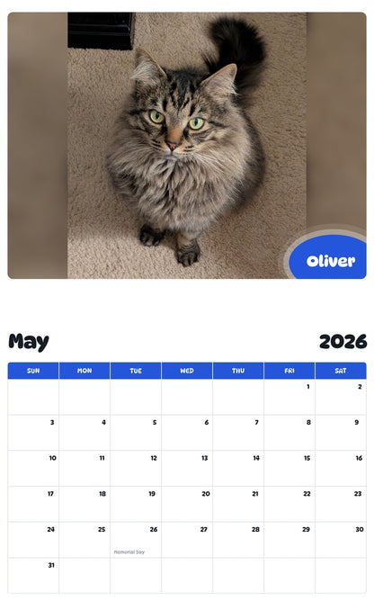 2026 - 2027 Oliver - Pawidols Pet Calendar