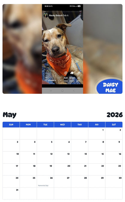 2026 - 2027 DAISY MAE - Pawidols Pet Calendar