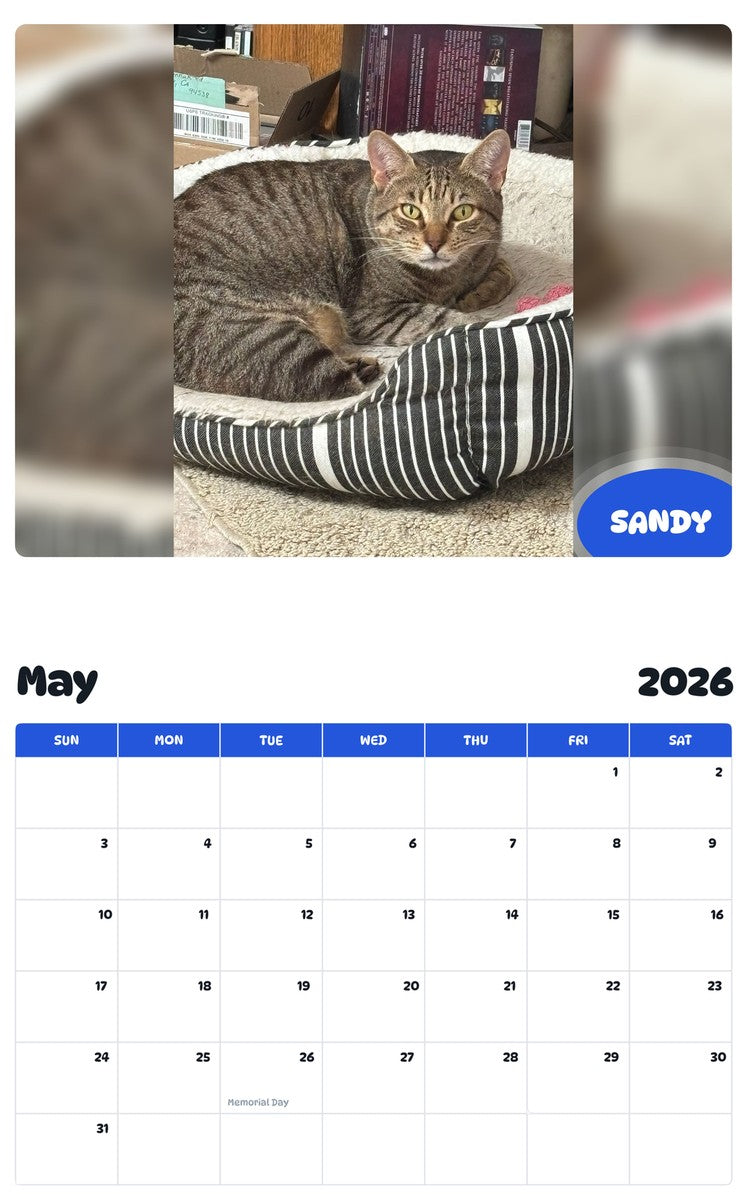 2026 - 2027 SANDY - Pawidols Pet Calendar