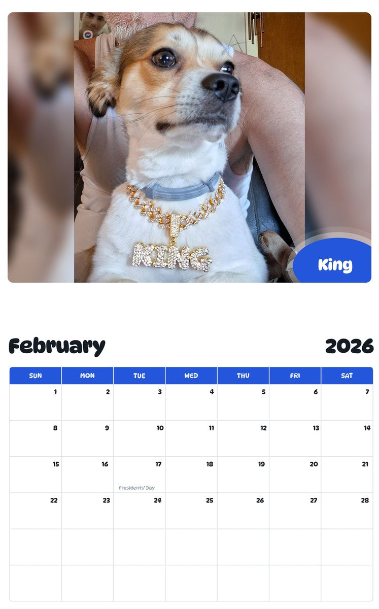 October 2025 - September 2026 King - Pawidols Pet Calendar