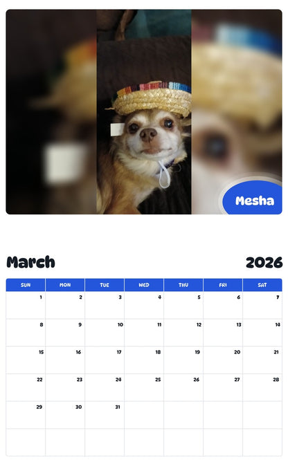 November 2025 - October 2026 Mesha - Pawidols Pet Calendar