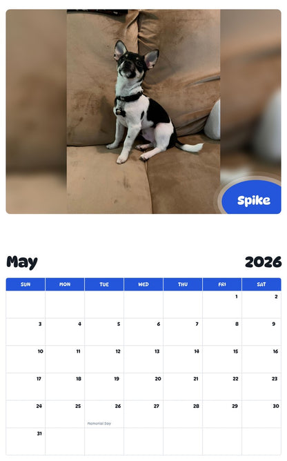 2026 - 2027 Spike - Pawidols Pet Calendar